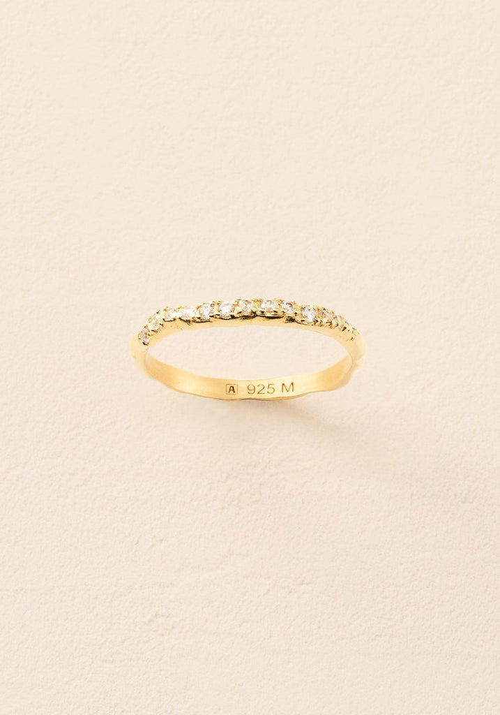 Agapée Clara Ring, fine 18K gold plated sterling silver band with claw-set stones