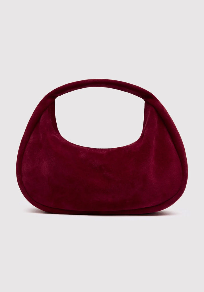 Small Red Croissant Red Velvet Suede Bag